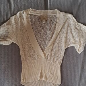 Vintage Old Navy Beige Lace Knit Top Good Condition